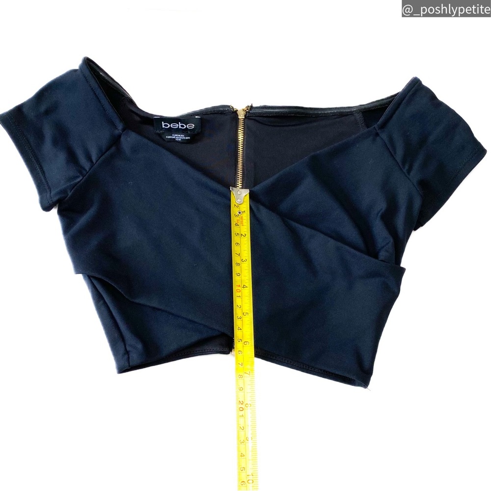 Bebe xs black criss cross off shoulder wrap crop top - Picture 6 of 13